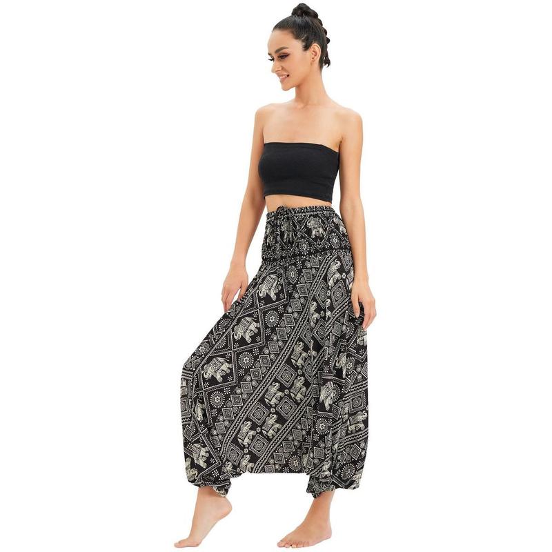 Product Introduction of Thailand Elephant Summer Thin Cotton Silk Bohemian Ethnic Style Loose Jumpsuit Casual Mosquito-Proof Yoga Bloomers 20