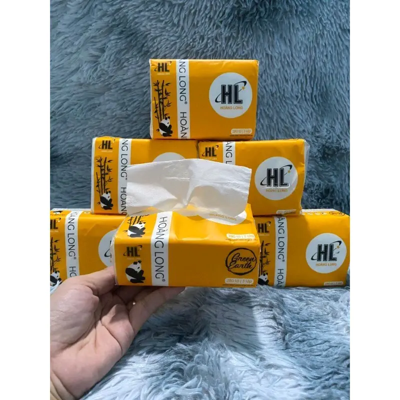 Một gói giấy rút hoàng long 3lớp 280 tờ mềm mại an toàn cho bé 4
