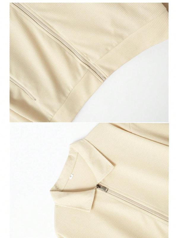 Men's Solid Waffle Zip Up Jacket & Top-stitching Drawstring Waist Sweatpants Set, Regular Fit Casual Long Sleeve Collared Outerwear & Pocket Pants for Daily Wear, Men's Outfits for All Seasons 7