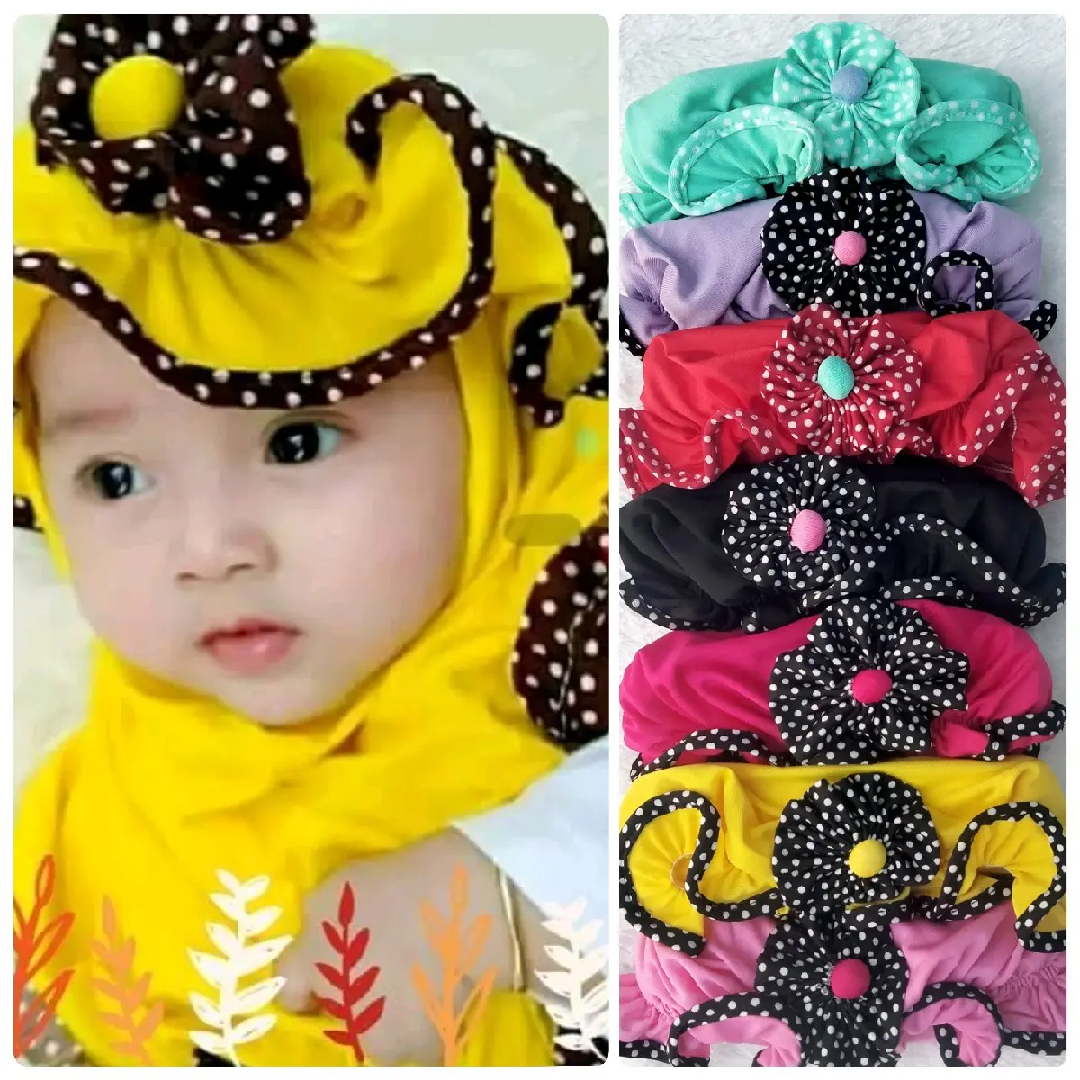 Hijab Topi Polka Bayi/Hijab Baby/Hijab bayi Perempuan Anak
