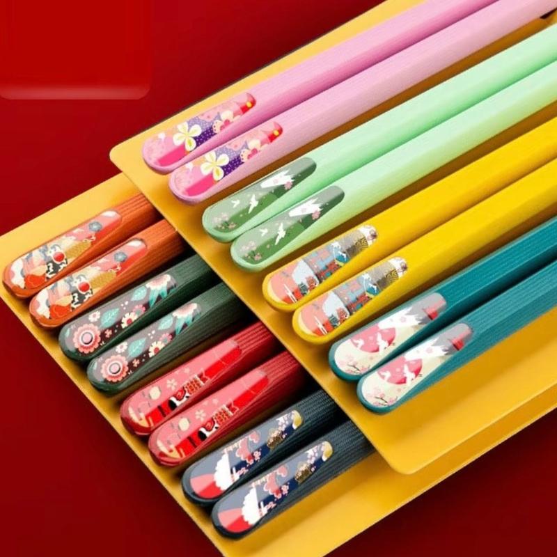 Đũa Sợi Thuỷ Tinh - Set 5 Đôi Nhiều Màu. Đũa Kháng Khuẩn Chống Nấm Mốc, Chịu Nhiệt Cao, Chống Trượt. Sợi Thuỷ Tinh An Toàn Cho Gia Đình Bạn, Phong Cách Nhật Bản Sang Trọng