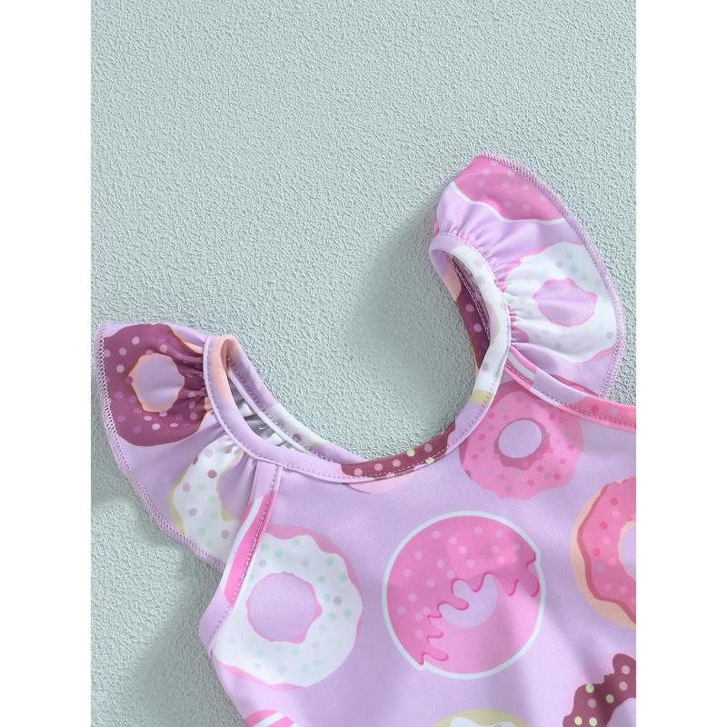 Product Introduction of Baby Girls Summer Casual Romper Swimwear Sleeveless Cartoon Donut Print Bathing Suit 39