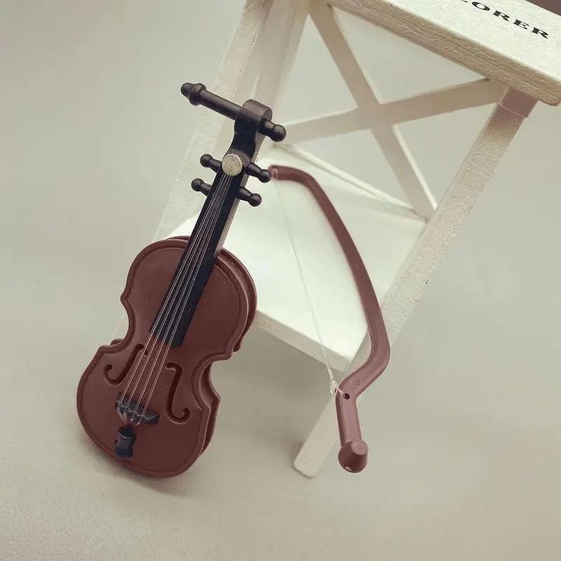 Miniature Violin with Bow, Mini Musical Instrument for Decoration and Collectors, Music Accessories for Home Decor 7