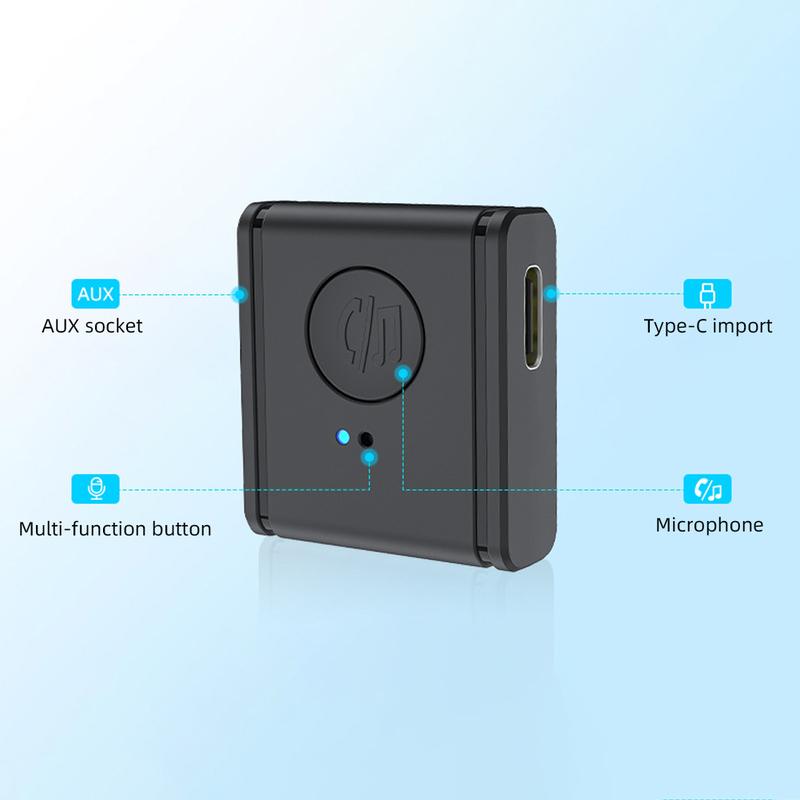 Wireless Bluetooth 5.3 Receiver Call Listening Navigation 3.5MM AUX Car Adapter Type-C Charging #468738 1