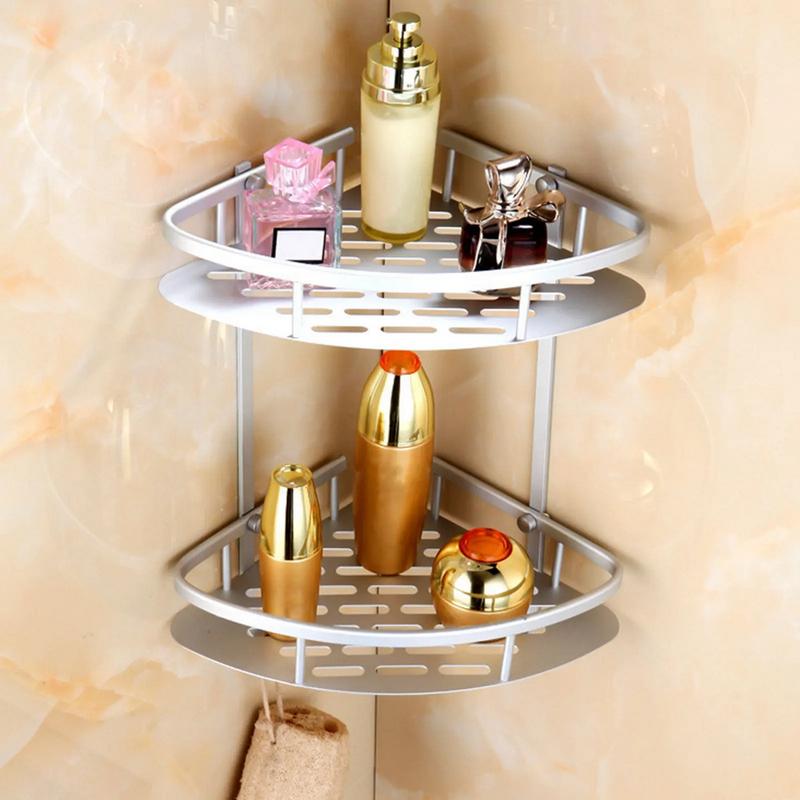 Rak Sudut Kamar Mandi Aluminium Corner Shelf Rack 2 Layers - G48 - Silver 0