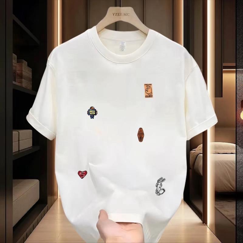 Áo Thun in Kí Tự Dễ Thương. Áo Thun Nguyên Chất 100% Không Pha Nam Nữ Cotton Cổ Tròn Unisex Menswear