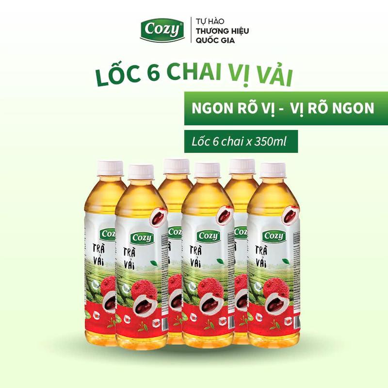 [DEAL ĐỘC QUYỀN] Lốc 6 Chai Trà Vải Cozy 350ml Uống Liền Nước Giải Khát Thơm Ngon Và Tiện Lợi