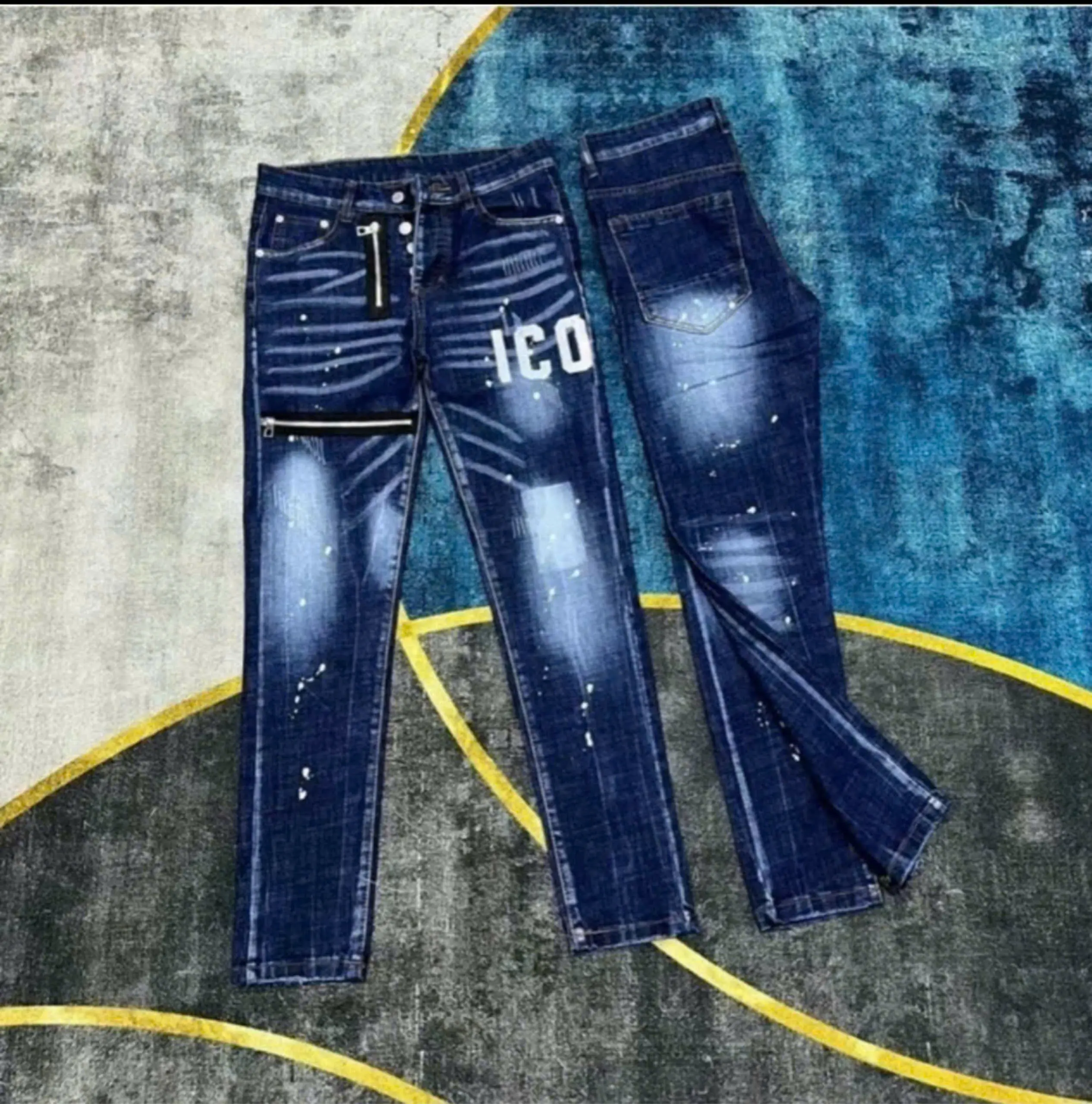 QUẦN DÀI JEAN NAM  PHỐI IN HỌA TIẾT HOT TREND CO GIÃN, VẨY SƠN XỊN PHONG CÁCH BOY PHỐ.