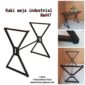 Rajameja Kaki Meja Industrial material Besi Asli Galvanis Kaki Meja Besi Minimalis Rm007 Hitam