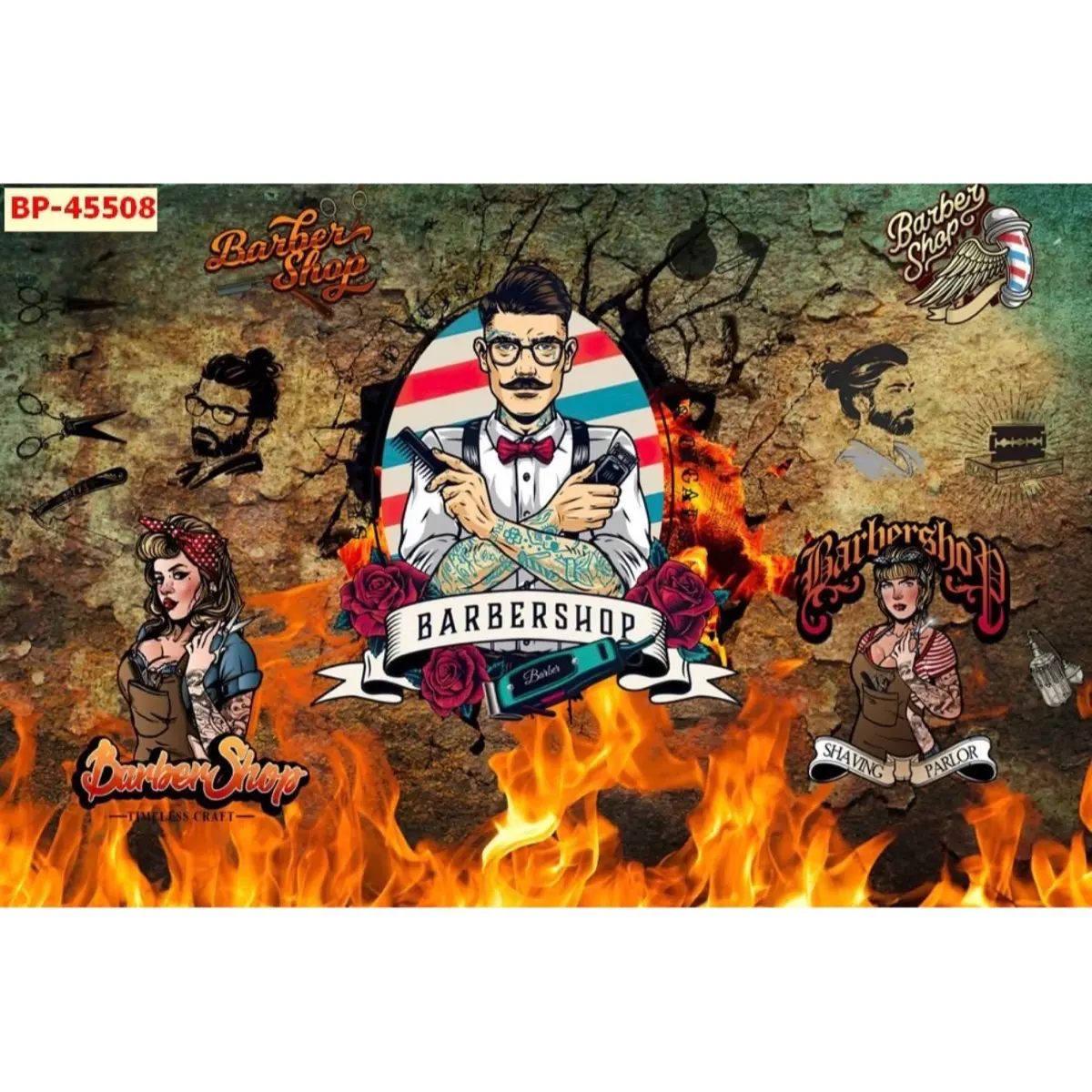 Tranh 3D trang trí QUÁN TÓC, BARBER SHOP cực chất chất liệu vải lụa cao cấp, nhận in kích thước yêu cầu Decor Decor Phòng Trang Trí Nhà Đồng Phòng Khách
