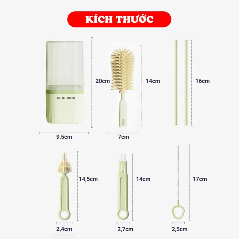 Bộ Cọ Rửa Bình Sữa Cho Bé 7 Chi Tiết Đa Năng Tiện Lợi Mang Đi Du Lịch Baby-S – SSS054 7