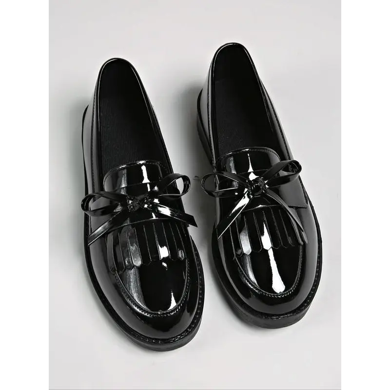 Women's Classical Solid Color Bow Decorated Loafers, Fashionable PU Leather Shoes for Daily Wear, Lightweight Breathable Comfortable Shoes for Women & Girls 3