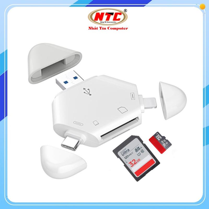 Đầu đọc thẻ đa năng 3in1 TypeC LaiNing USB - đọc thẻ TF SD lên tới 1TB Trắng - NHẤT TÍN Computer