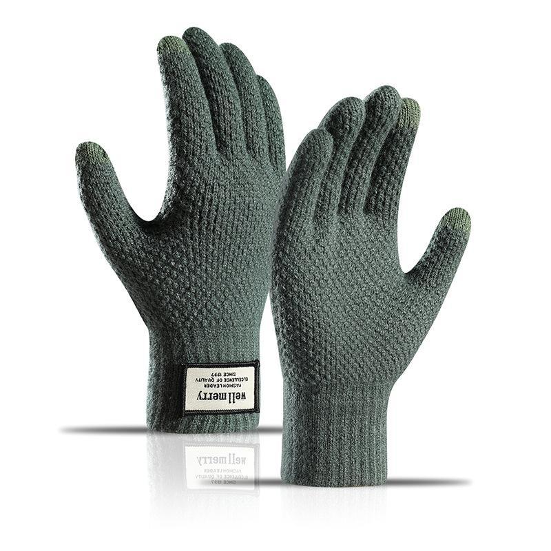 Winter Men Knitted Gloves Touch Screen High Quality Male Mitten Thicken Warm Wool Cashmere Solid Color Men Business Gloves 4