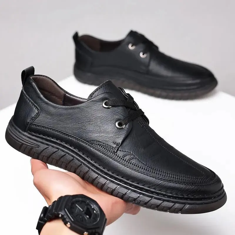 Sepatu kulit pria baru Sepatu kulit sapi kulit sapi lembut Sepatu kulit sapi kulit sapi bisnis kasual sepatu kacang kedelai kasual sepatu pria kasual sepatu pria bagian bawah lembut sepatu pria bagian bawah lembut malas tidak licin Shoes Pantofel 3