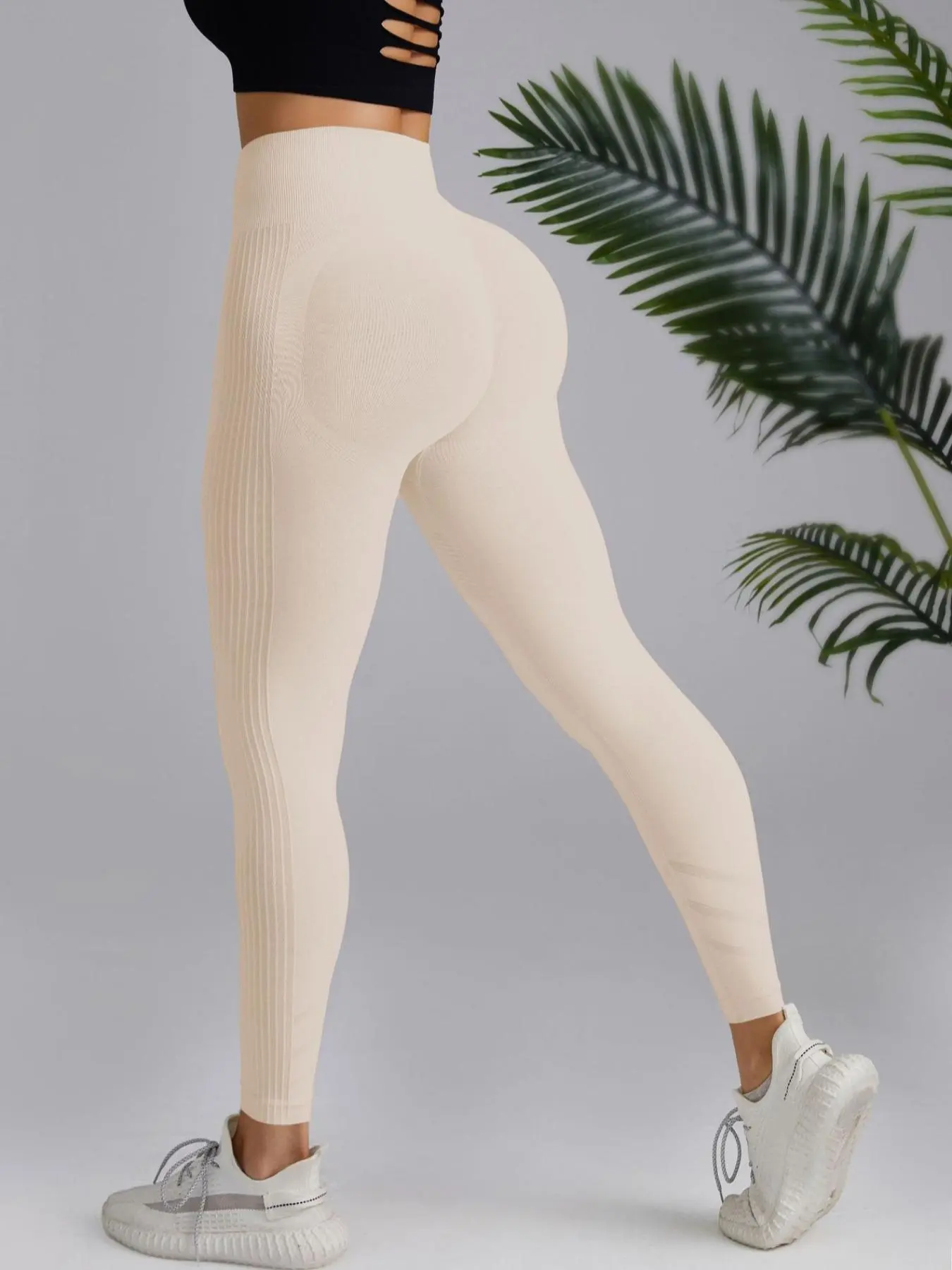 Women's Minimalist Solid High Waist Sports Leggings, Summer Basic Casual Breathable Seamless Skinny Pants for Sports Bottoms, Comfort Sportswear Womenswear, Gym Clothes