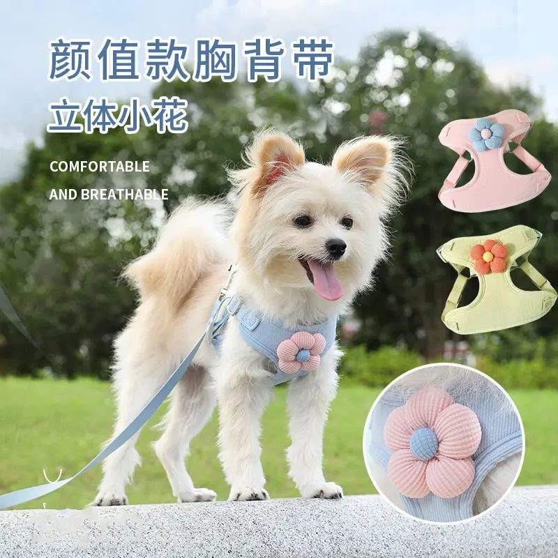 Color-Block New Vest-Style Dog Leash for Walking Dogs, Anti-Escape Chain for Bichon, Pomeranian, Teddy