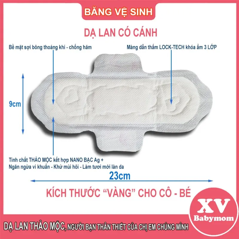 Combo 10 gói tặng 1 gói băng vệ sinh thảo mộc Dạ lan [voucher 7k] siêu thấm hút, mát lạnh, chống tràn rất hiệu quả gói 8 miếng bề mặt bông mềm Tampon Nữ 6