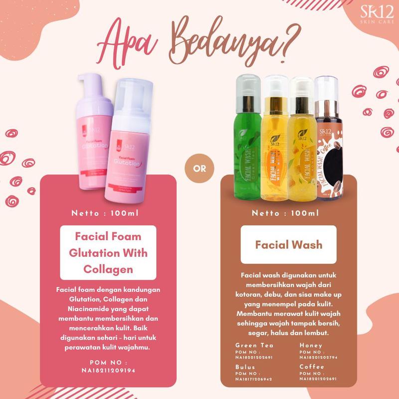 FACIAL WASH SR12 100ML ALL VARIAN / HONEY / BULUS / COFFEE / GREEN TEA / GLUTATION 2