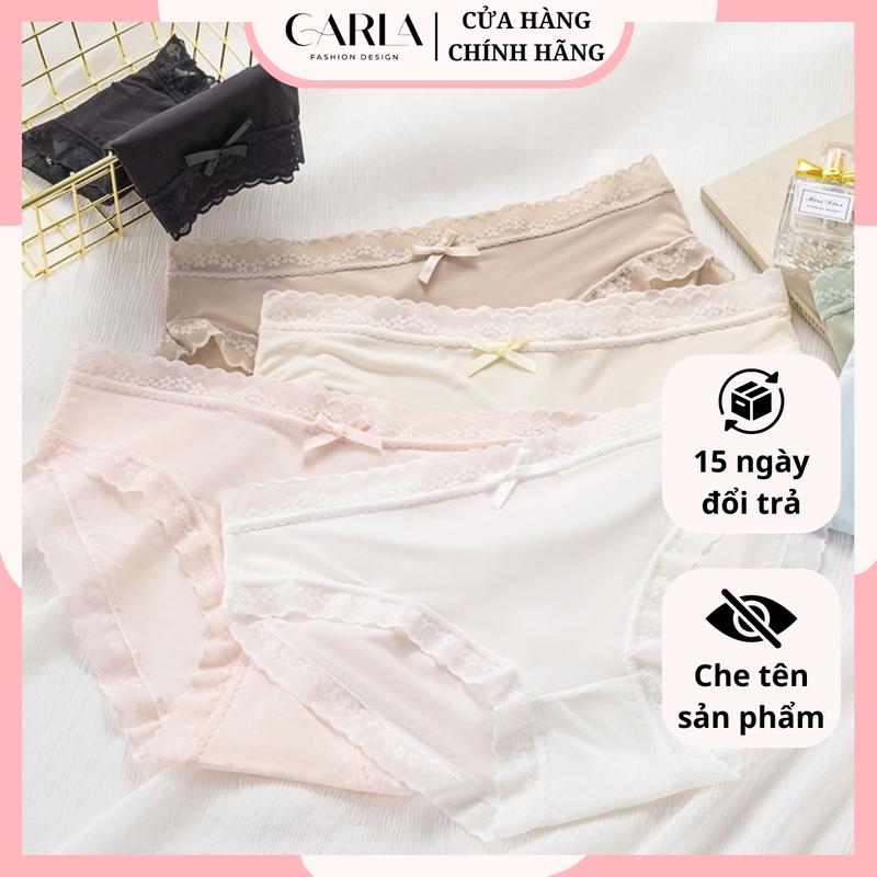 Set 5 Quần Lót Nữ Su Lụa Tàng Hình Viền Ren Đính Nơ, Phong Cách Hàn Quốc QL9119 Women Tua Rua Tua Rua 7