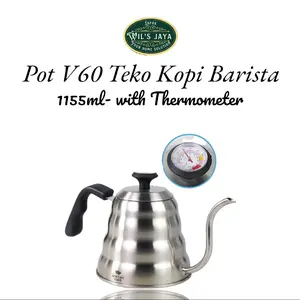 One Two Cups Coffee Teko Maker Pot V60 Drip 1155ml with Thermometer