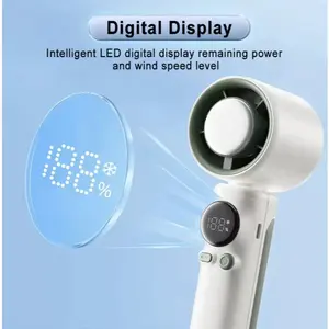 Kipas Angin Mini Portable 100 Kecepatan, Turbo Adjustable, Digital Display, Olahraga & Outdoor