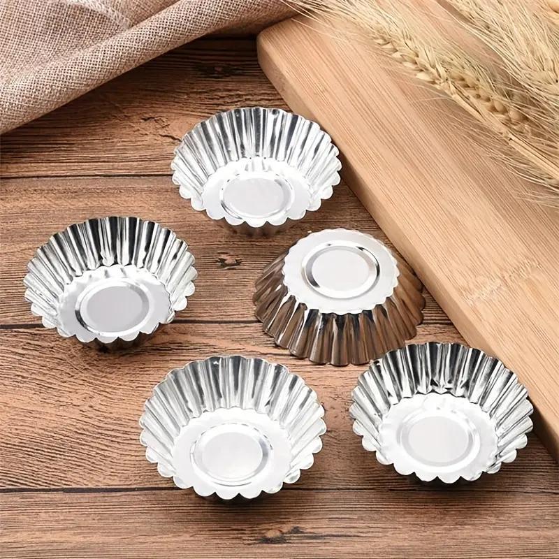 Reusable Stainless Steel Egg Tart Molds, 10pcs Cookie Pudding Jellies Pastry Molds, Baking Accessories for Home Kitchen Dessert Shop Picnic Baking House 3