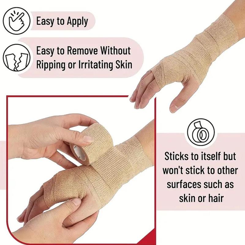 Product Introduction of Self Adhesive Elastic Sports Bandage, 6 Counts/set Elastic Sports Bandage, Sports Protector for Wrist, Ankle, Elbow, Knee, Shoulder, Neck 5