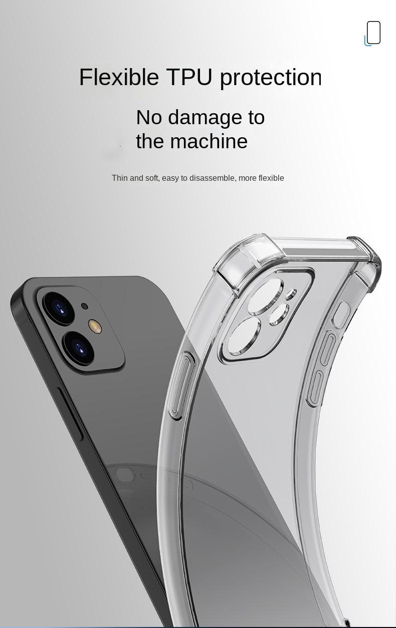 Product Introduction of Apple 16/15/14/13/12/11/X Phone Case Iphone15pro Transparent Soft Case 14pro Four-Corner Drop-Resistant Ultra-Thin 13pro12 Protective Case Drop-Resistant 11