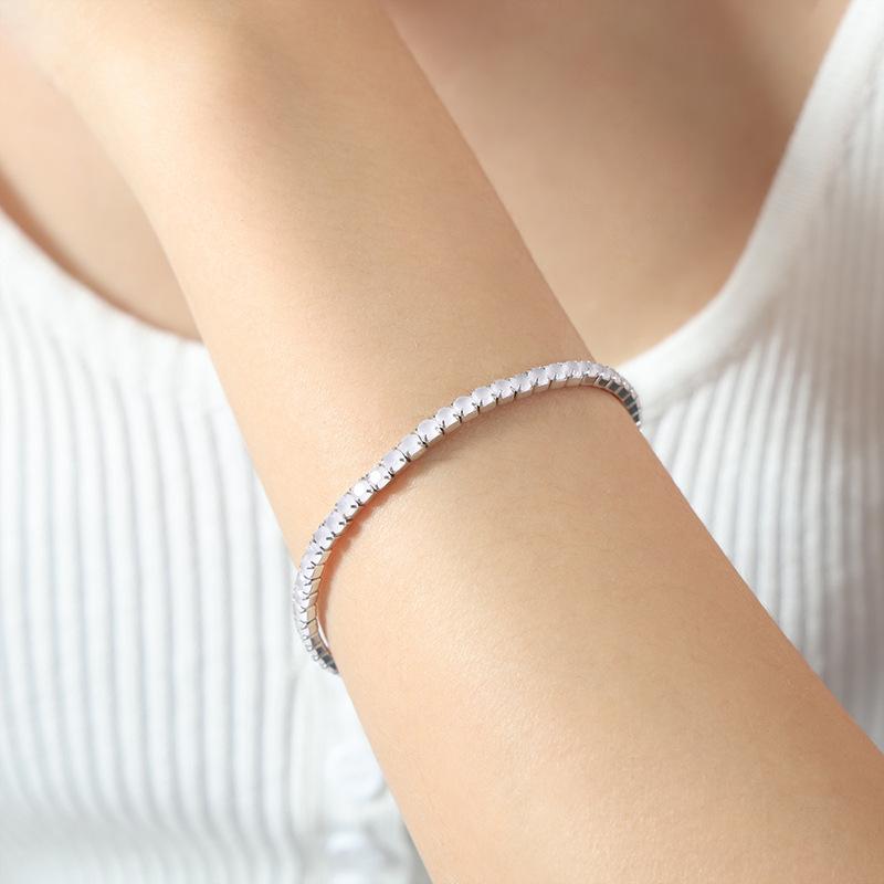 French-Style Colorful Elastic Zircon Bracelet Titanium Steel 18K Gold Non-Fading Niche Temperament All-Match Bracelet for Women 5