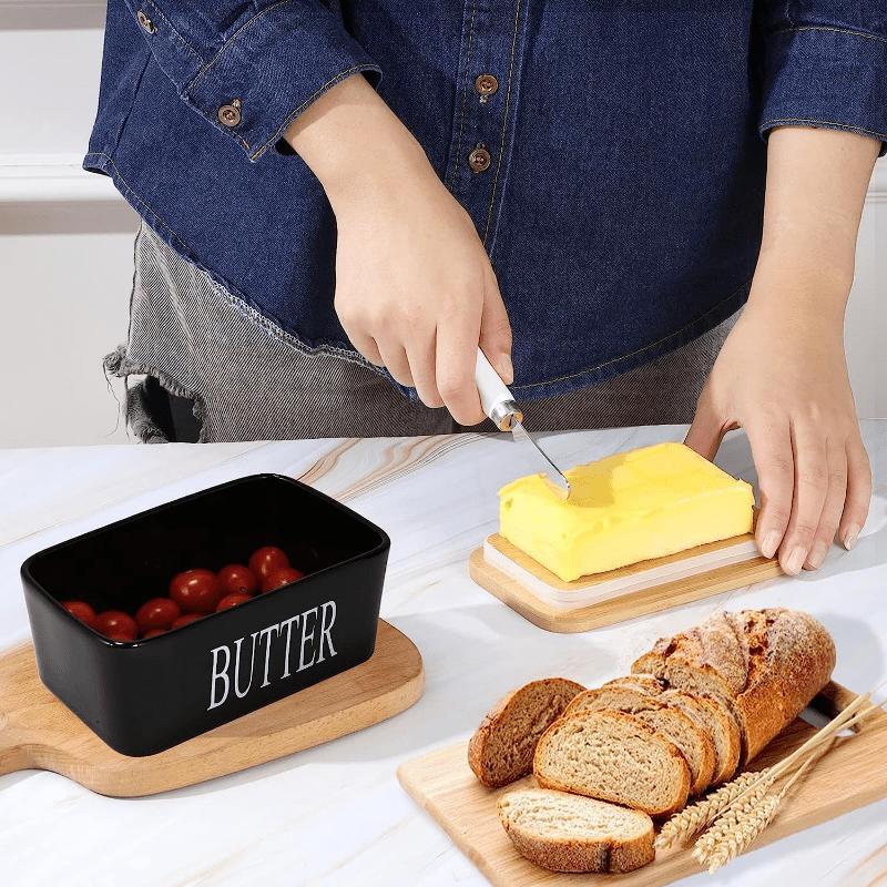 Product Introduction of Ceramic Butter Box with Lid & Knife, 1 Count Durable & Easy Cleaning Butter Container, Kitchen Utensils & Gadgets for Home Dining Room Picnic 3