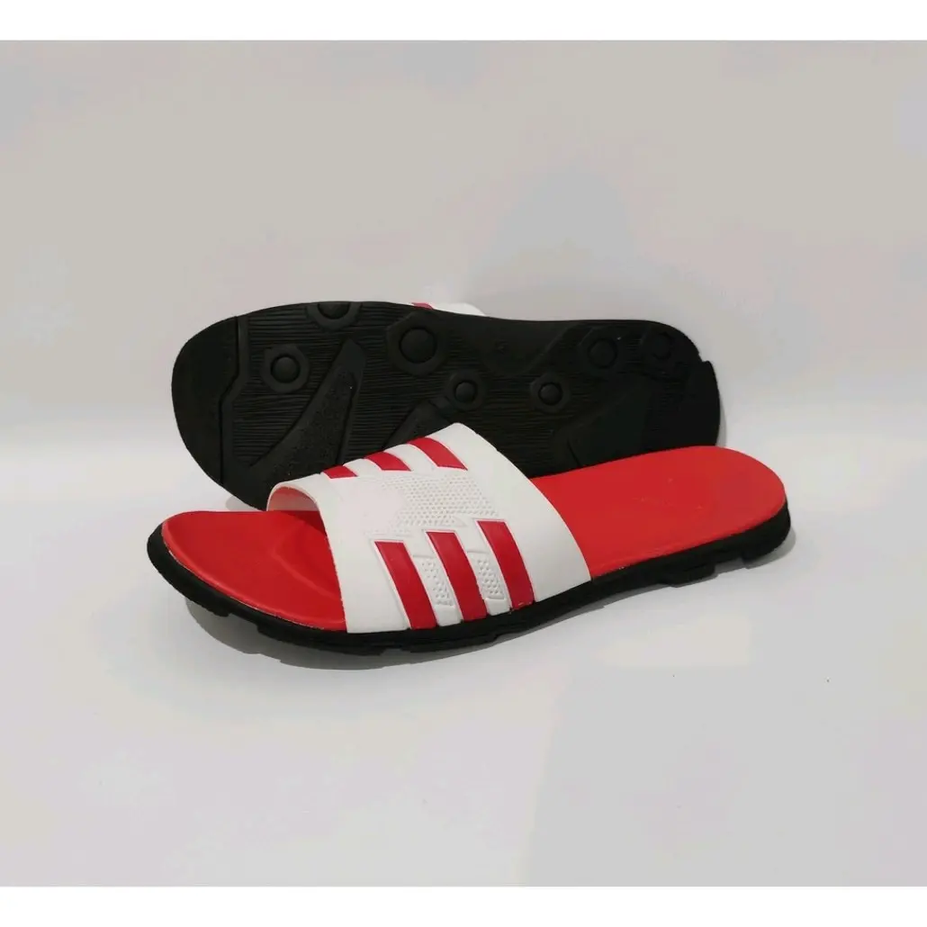 Sandal Pria Slop Putih Merah/Sandal Pria/Sandal Slop/Sandal Santai/ Sandal