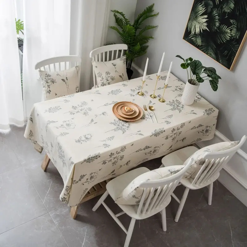 Khăn trải bàn hình chữ nhật, chất liệu cotton và vải lanh in họa tiết, thích hợp để trang trí bàn ăn tại nhà, trang trí nhà bếp và phòng ăn, chống bụi, bền thảm  trải  bàn  trang  điểm 3