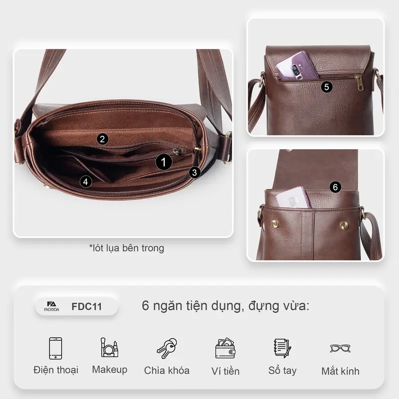Túi đeo chéo nam da cao cấp Fadoda FDC11 5