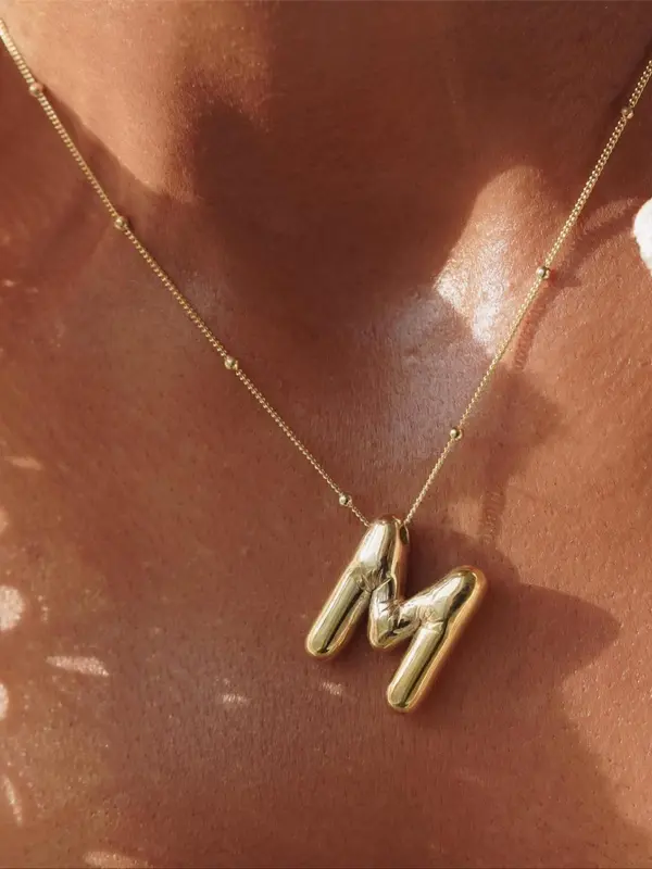 Creative Bubble Letter Design Pendant Necklace, Fashion Jewelry for Party, Daily Clothing Decor, Trendy All-match & Exquisite Jewelry for Birthday Gift 3