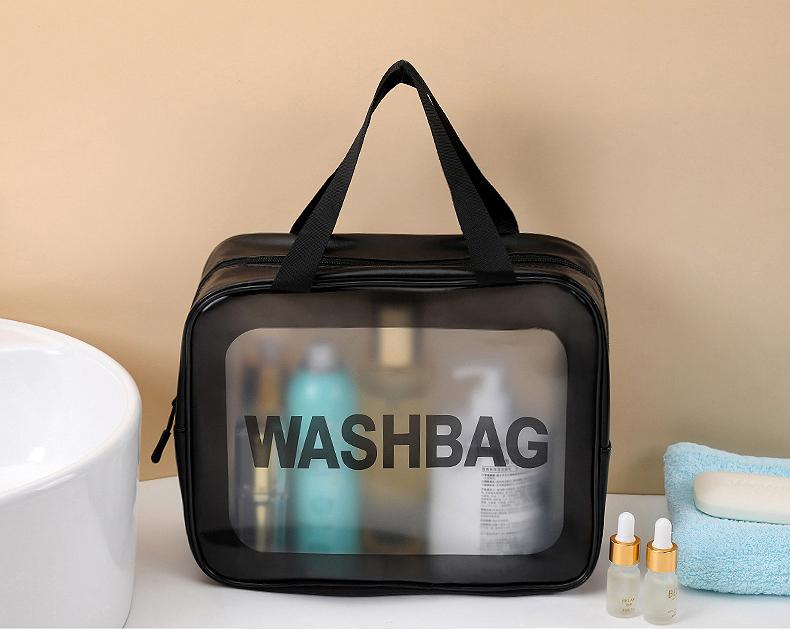 Product Introduction of Handheld cosmetic bag, transparent PU, waterproof, ins style, high appearance value, large capacity and with a sense of high-class 9