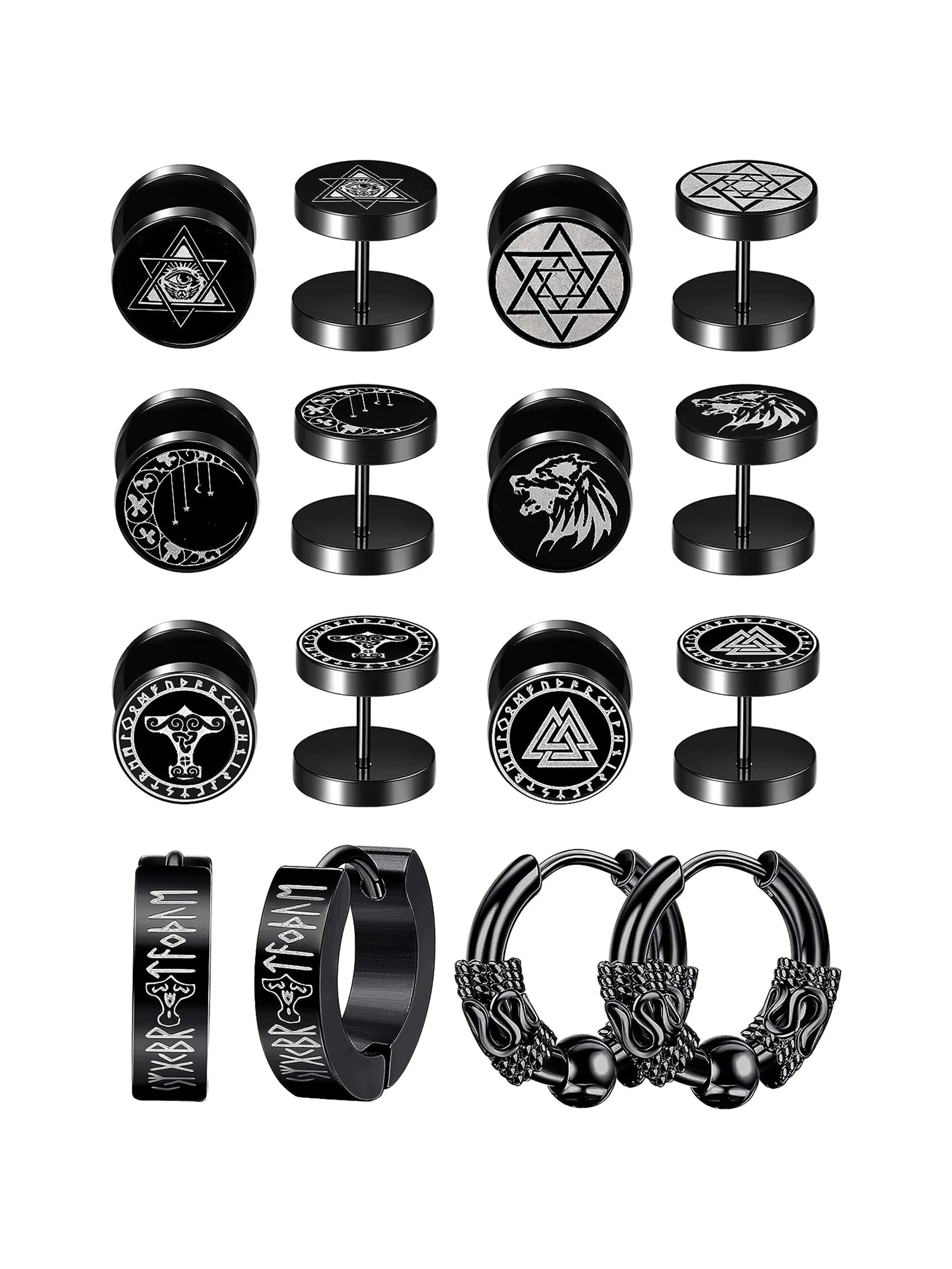 Men's Punk Style Vintage Stainless Steel Earrings, Fashion Jewelry for Party, Daily Clothing Decor, Trendy All-match & Exquisite Jewelry for Birthday Gift