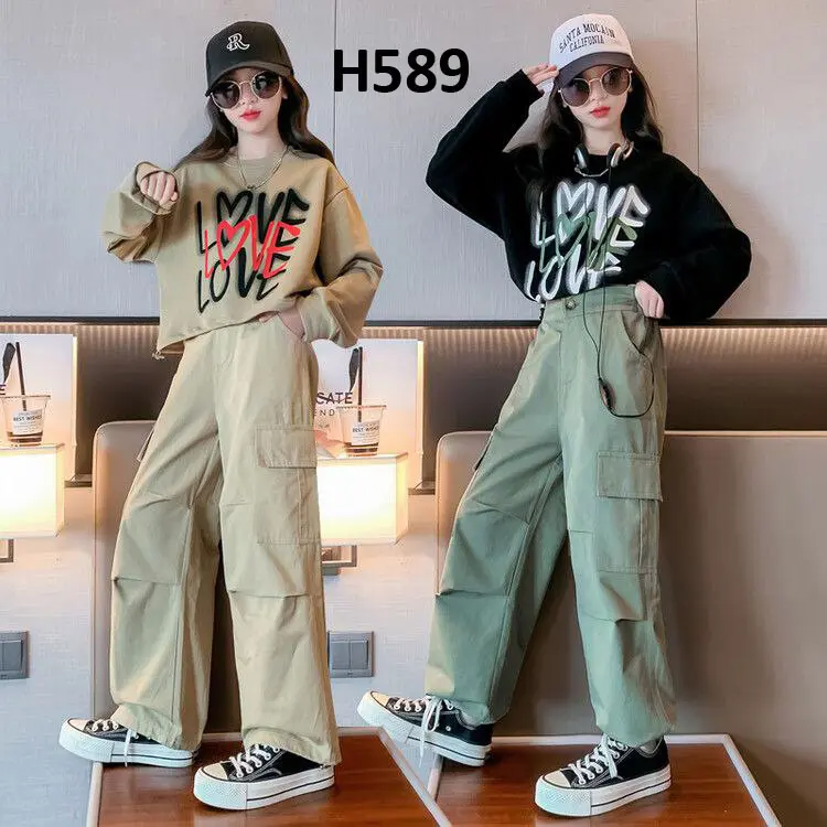 KODE H589 Setelan Anak Perempuan Joger Kargo Tanggung Import premium