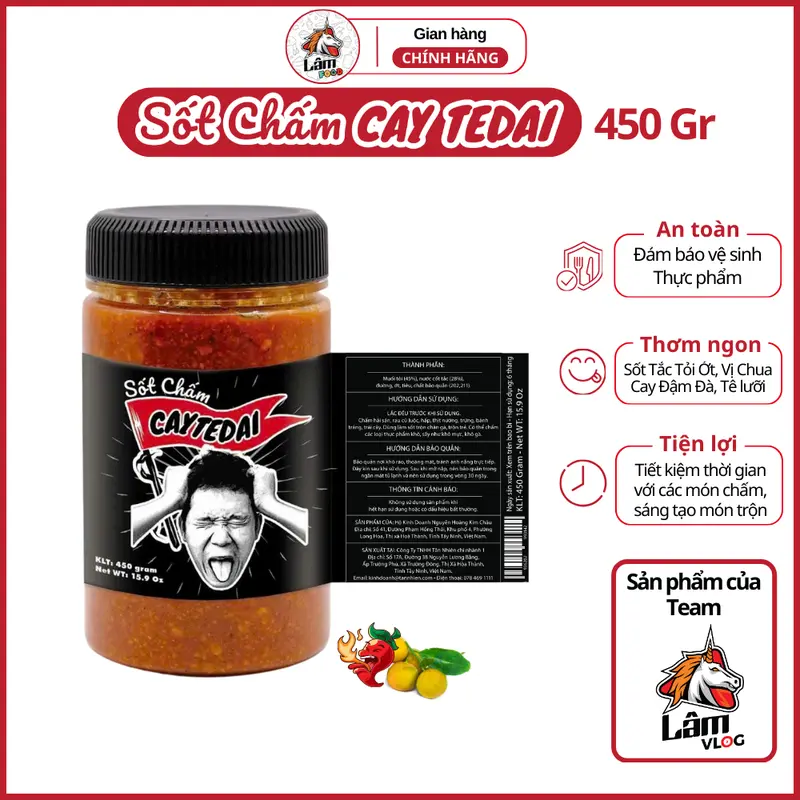 Sốt Chấm CayTeDai x1 CAY VỪA - Sốt Muối Chấm Lâm Vlog Cay Tê Dại x1 0