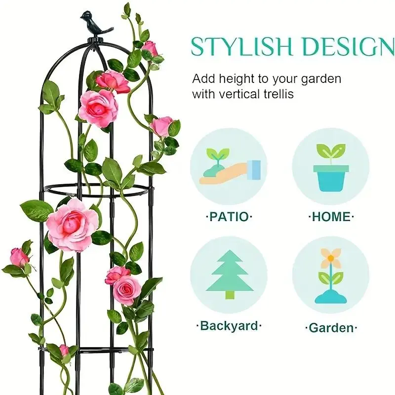 Garden Climbing Decorative Support, Decorative Plastic and Metal Trellis, Climbing Plants Outdoor Support for Flowers, Vine, DIY Stake for Tomato Cucumber Climbing, Breathable Planter, Garden Supplies 7