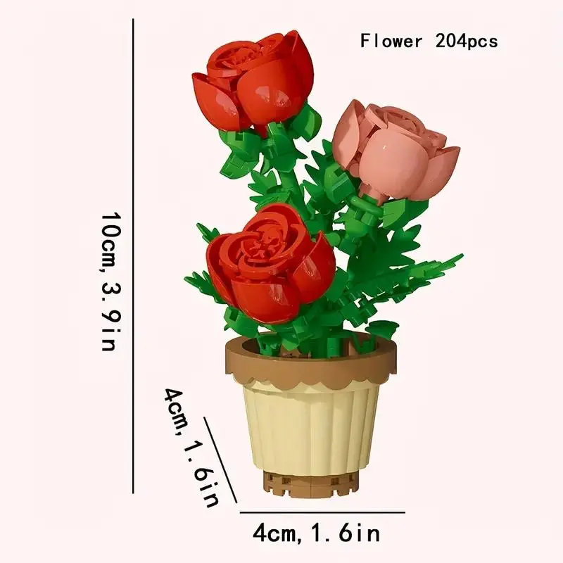DIY Flower Building Blocks, Mini Flower Building Blocks, Creative Desktop Decoration, Educational Assembly Toy for Teenager & Adults 1
