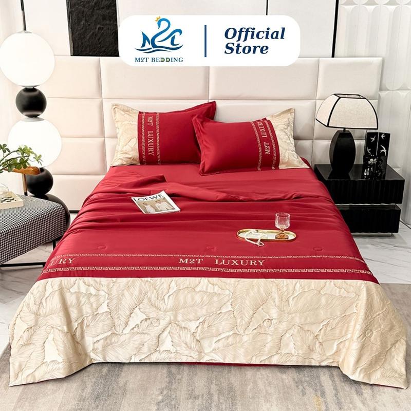 Bộ chăn ga gối M2T BEDDING LUXURY, sang trọng, mềm mại - Bao gồm 1 ga trải giường, 2 vỏ gối nằm, 1 chăn chần bông hè mỏng