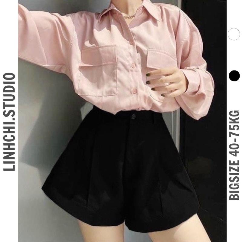 Quần short ống loe cạp cao chất tuyết mưa(mã 610)[FREESHIP]_Linhchi.studio