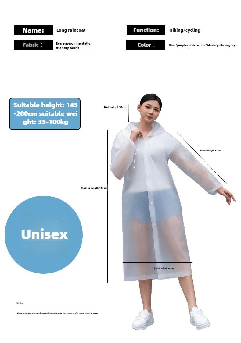 Product Introduction of Adult men's and women's fashion waterproof EVA raincoat outdoor portable one-piece raincoat 6