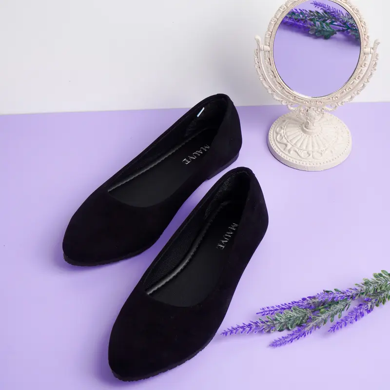 GEMINI Flatshoes Casual MV.02 Warna Hitam Polos Ujung Lancip 0