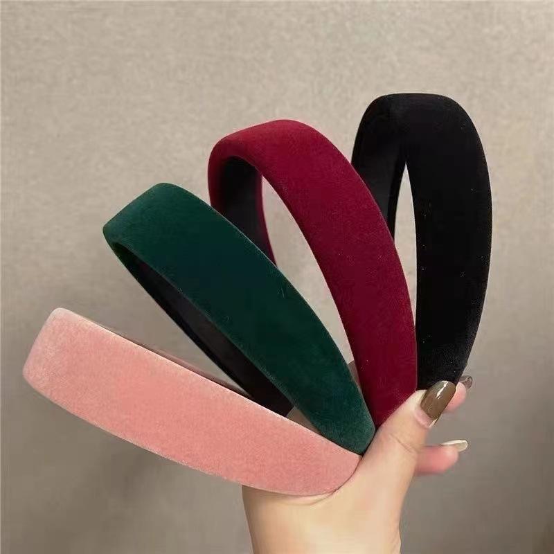 Băng Đô Rộng Vành, Chất Liệu Nhung Hàn Quốc, Đầu Cao Màu Đen, Phong Cách Pháp Tân Cổ Điển, Với Tóc Nén, Thanh Lịch, Dễ Thương, Ngọt Ngào, Thời Trang, Đơn Giản, Thích Hợp Cho Phụ Nữ Women 1