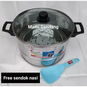 Panci nasi tutup kaca free sendok nasi