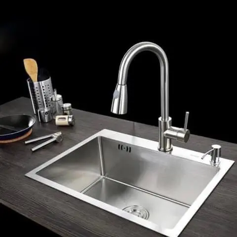 Chậu rửa bát 1 hố KT 60x45 inox 304 gồm (chậu,xả thoát nước,rổ đa năng)