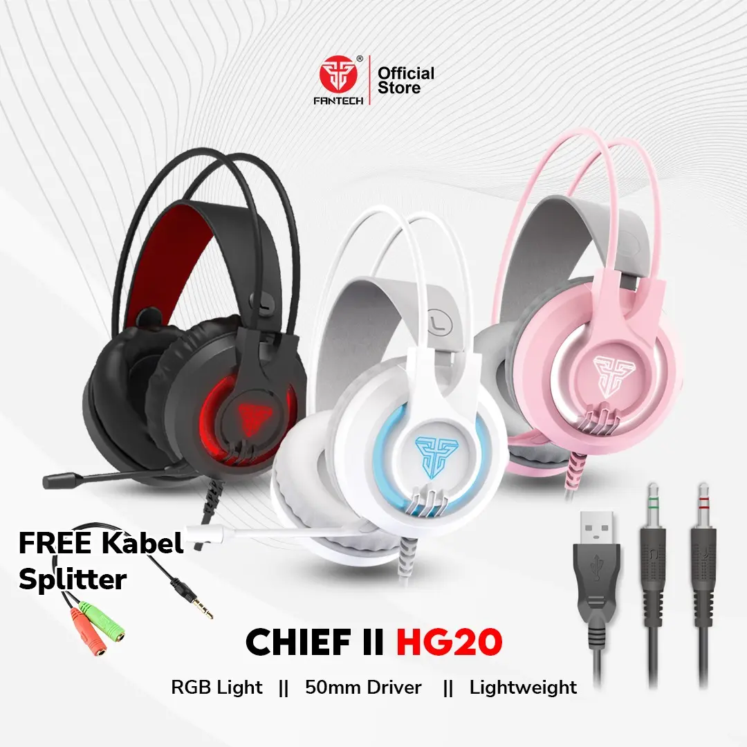 Fantech CHIEF II HG20 RGB Gaming Headset Headphones Built-in Microphone Noise Cancellation Pc Earphones Lighting Headphone Bass