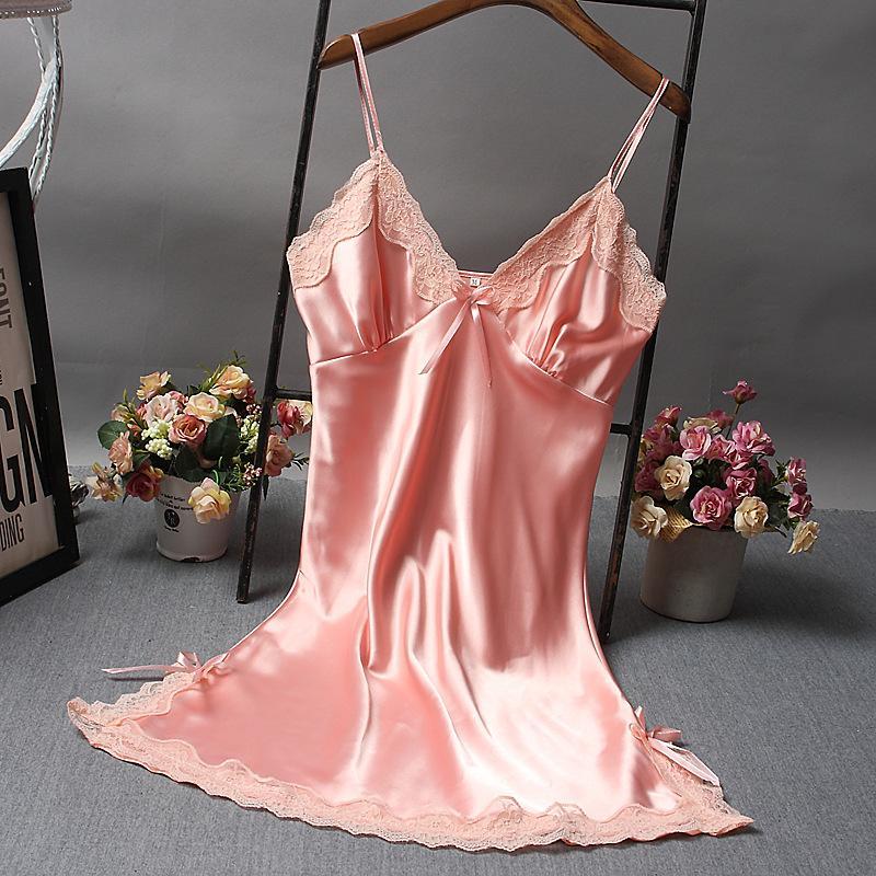 MN Dress Wanita Malam Baju Tidur Wanita Bahan Polyester Polos Santai Gaun Malam Solid Warna Free size  1032 1
